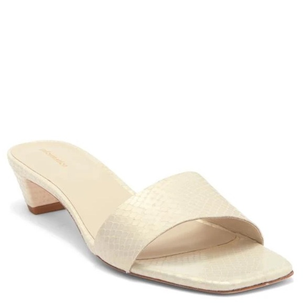 Reformation Christina Slide Sandal in Almond Snake Emboss, SIZE 7 1/2 US